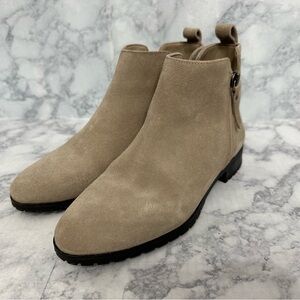 Caslon Tan Suede Leather Ankle Boots 7.5 Brielle Water Resistant Casual Fall